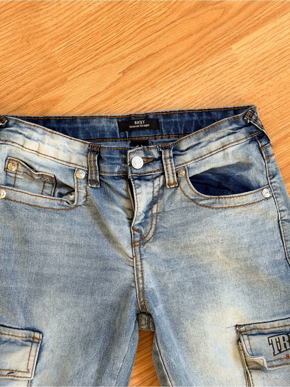 True Religion Light Blue Cargo Jeans for Boys (Ricky)